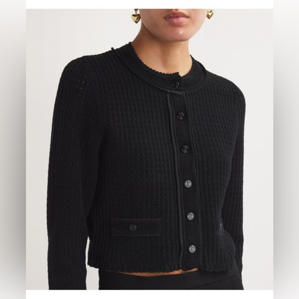 Sandro Black Textured Cardigan
